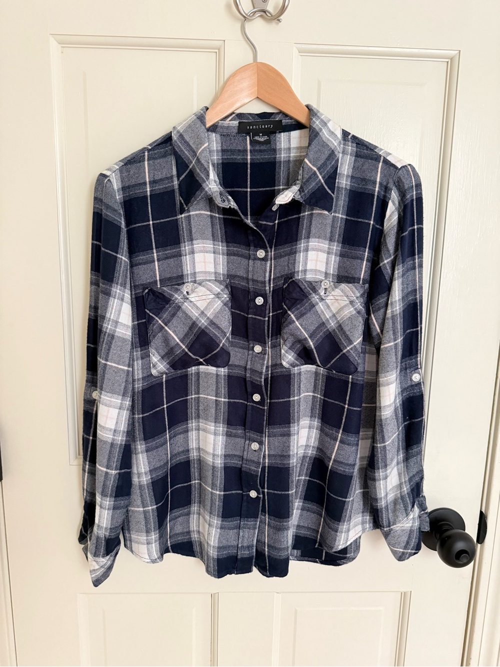 Sanctuary Soft Thin Flannel Plaid Button Up Shirt